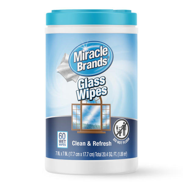 MiracleWipes for Glass, Disposable and Streak Free Cleaning Wipes for Mirrors, Windows, Kitchen, Home, and Auto- 60 Count 60 Count (Pack of 1)