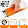 Glass Juice Bottles 4 Pack 20 Oz - Wide Mouth Glass Water Bottles with Lids - for Juicing, Protein, Smoothie, Milk, Reusable, BPA Free, Stainless