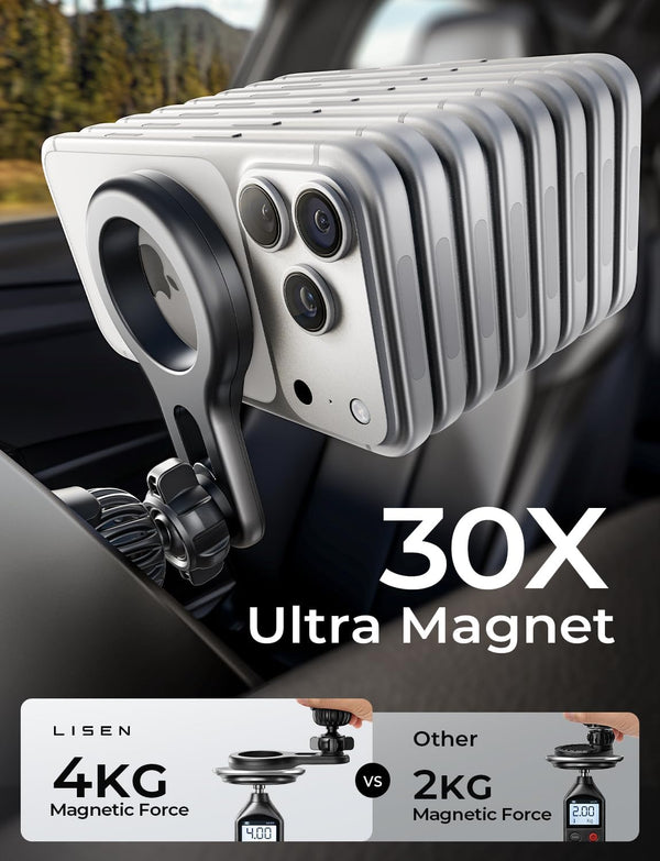 LISEN for MagSafe Car Mount, 2026 Magnetic Phone Holders for Car Air Vent Phone Mount [Ultra-Magnetic] Hands Free Cell Phone Holder Car