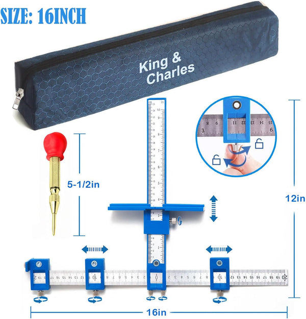 King&Charles Cabinet Hardware Jig & Automatic Center Punch Set. | Avoid Jitter Caused by Direct Drilling. Cabinet Handle Jig, Use for Handles and