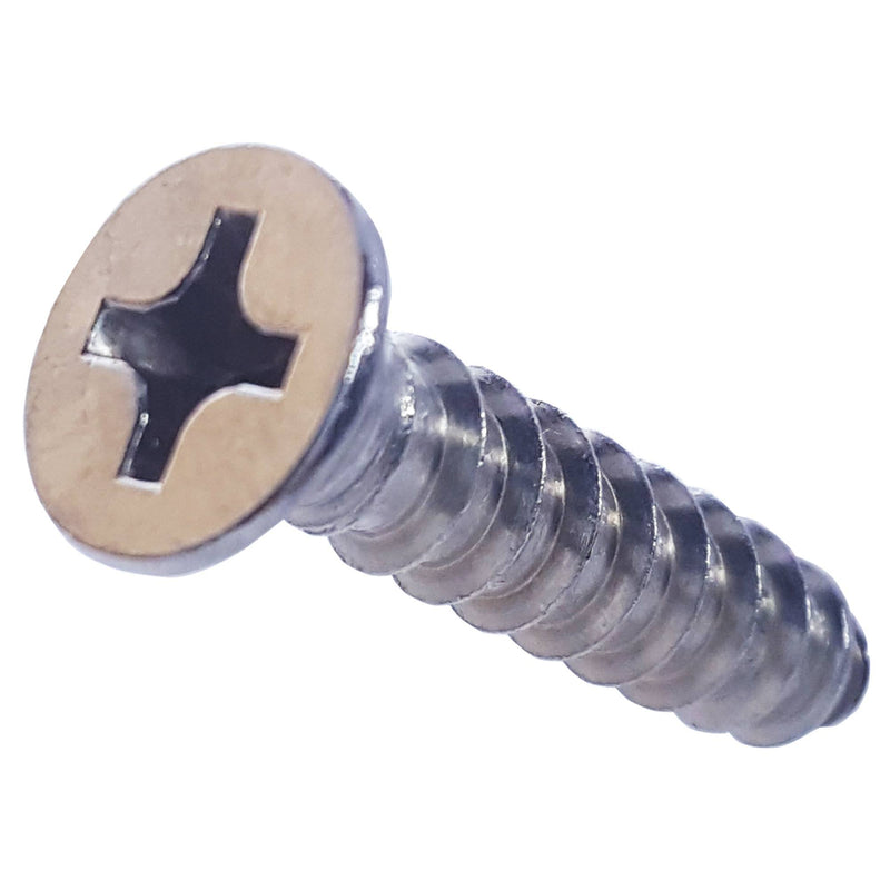 4 x 1-1/2" Flat Head Sheet Metal Screws, Phillips Drive, Stainless Steel 18-8, Full Thread, Bright Finish, Self-Tapping, Quantity 50 By