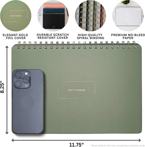 Undated Daily Planner | 8.25Ã¢ÂÂ X 11.75Ã¢ÂÂ Work To-Do Notebook | ADHD Academic Organizer | Multi-Layout | Men and Women Planner | College