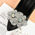 Tsangbaby Removable Rhinestone Double Flower Shoe Clips - Elegant Shine Buckle for Shoes, Bags, Clothing Accessories - Women Girls 2 Pcs Style D
