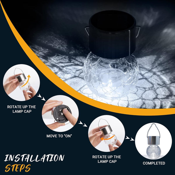 GIGALUMI Solar Lights Outdoor Waterproof, 8 Pack Solar Hanging Lights Garden Decor, Gifts for Women, Solar Outdoor Lantern Waterproof Cracked