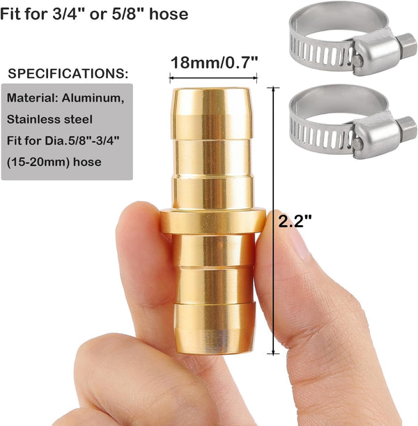 2 Pack Garden Hose Connector Repair Mender Kit with Stainless Clamp,Fits 3/4"-5/8" Water Hose Repair Fitting | Fits 3/4"-5/8" Water Hose Repair