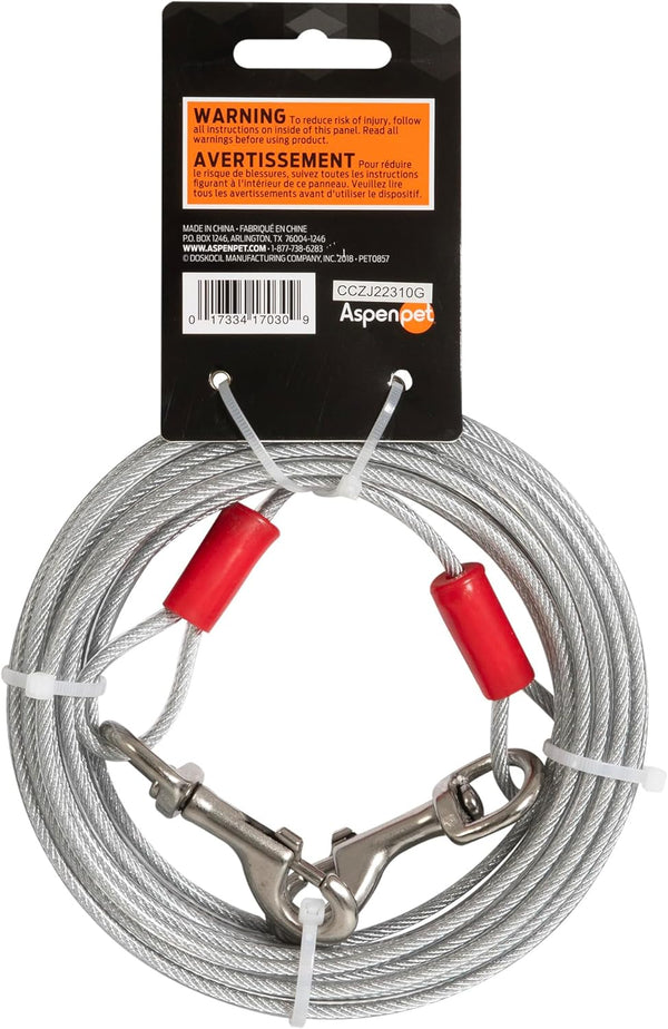 Aspen Pet Dog Tie Out Cable - 1700 Lbs Break Strength - 30Ft Cable