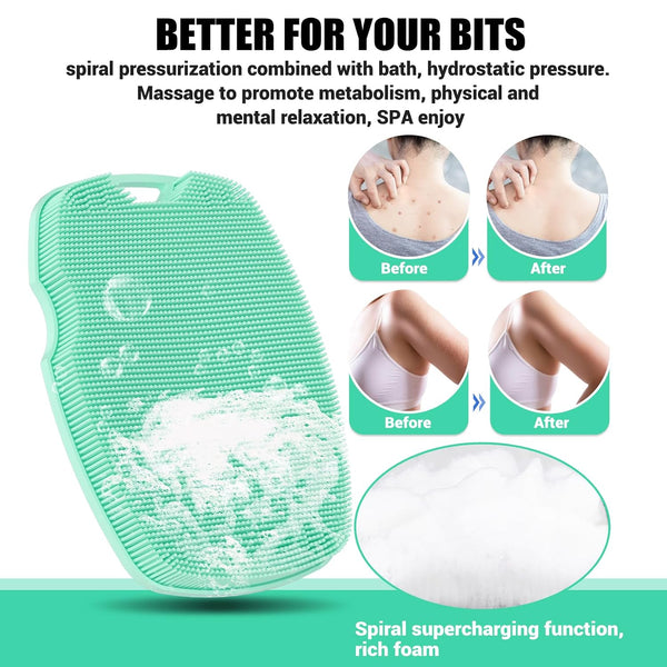 Canroom Zinc Infused Silicone Body Scrubber, Quick-Dry Bath Brush Green