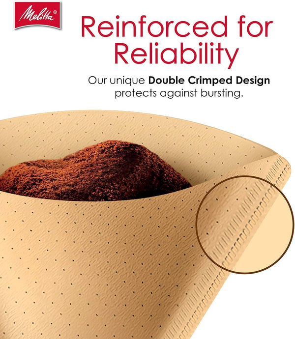 Melitta #4 Unbleached Coffee Filters, Premium, Natural Brown, Flavor Enhancing Coffee Filters for 8-12 Cup Coffee Makers, Kosher Certified,