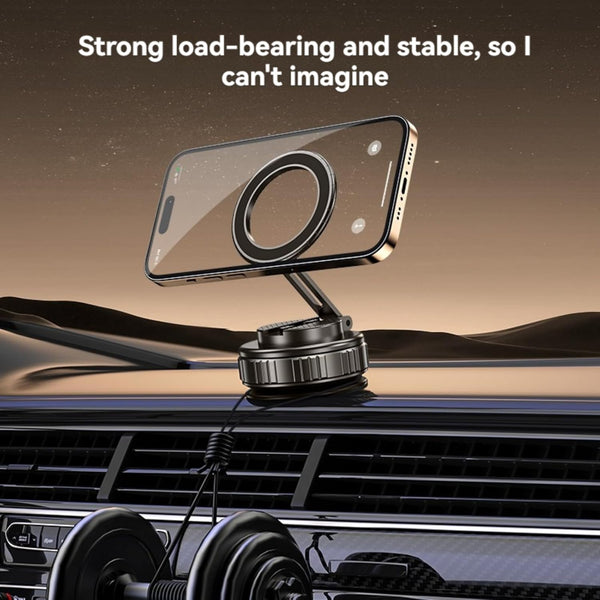 Car Phone Mount for Magsafe, 360 Degree Rotation Dashboard Vacuum Magnetic Phone Holder, Foldable Suction Cup Car Phone Mount for All Smart Phone