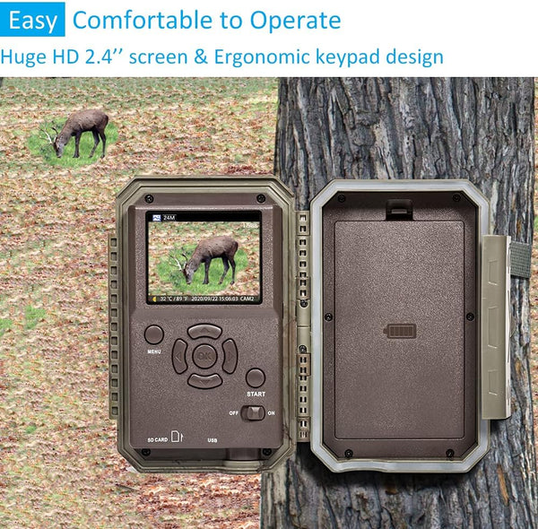 GardePro E5 Trail Camera (Non-Cellular, Non-WiFi), 48MP Photo & 1296P HD Video, 0.1s Trigger, 100ft No-Glow Night Vision, Motion Activated