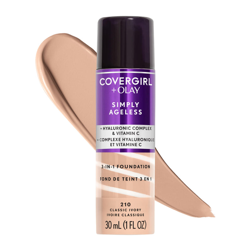 COVERGIRL Simply Ageless 3-in-1 Foundation - 210 Classic Ivory 210 Classic Ivory 1 Fl Oz (Pack of 1)