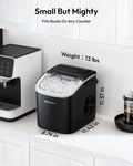 EUHOMY Countertop Ice Maker Machine with Handle, 26lbs in 24Hrs, 9 Ice Cubes Ready in 6 Mins, Auto-Cleaning Portable Ice Maker with Basket and