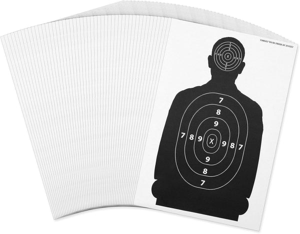 Juvale Shooting Targets Paper Silhouette Style - 17 x 25 in, Black & White, 50 Count - Paper Targets for Shooting Range & Airsoft, BB & Pellet Gun