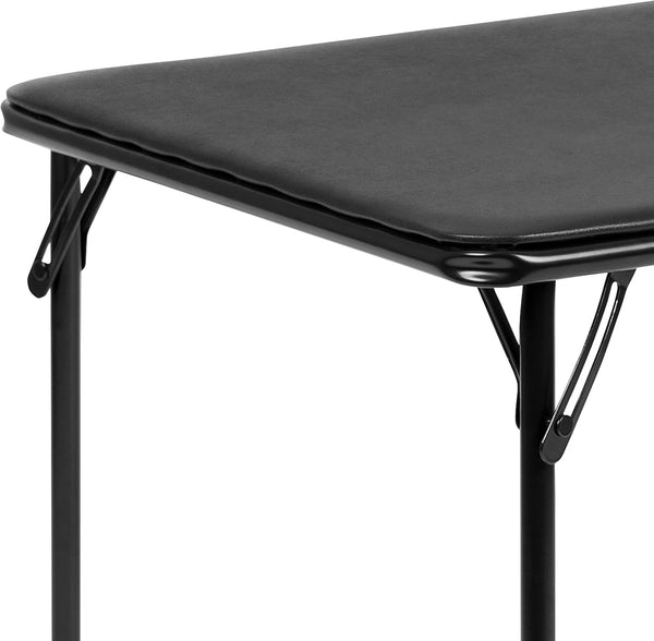 Flash Furniture Mindy Folding Kids Table with Vinyl Padded Top, Children's Square Activity Table for Daycare and Classrooms, Black Black Table