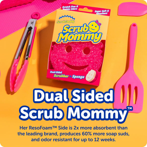 Scrub Daddy Scrub Mommy Sponges - Dish Scrubber + Non-Scratch Cleaning Sponges Kitchen, Bathroom + Multi-Surface Safe - Dual-Sided Dish Sponges