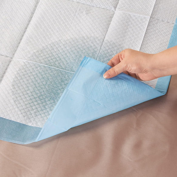 Premium Protection Chucks Disposable Underpads, Super Absorbent Protective Bed Pads for Seniors, Pkg of 10, by Easy Comforts White, Blue