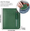 FUNTOR Small Wallets for Women, Ladies Small Compact Bifold Pocket RFID Blocking Genuine Leather Wallet for Women A:F Natural leather-Dark Green