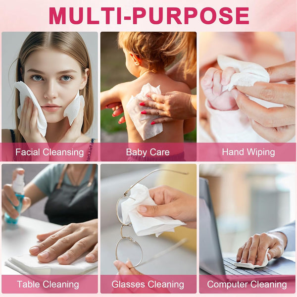 FACEMADE 60 Count XXL Face Towels Disposable 12" × 12" | 20% Larger and 20% More than Others | Lint-free and Odor-free | Soft and Clean, Perfect