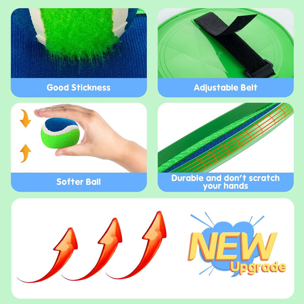 Weehoey Beach Games - Kids Toys - Outdoor Games for Kids, Toss and Catch Ball Set with 6 Paddles 3 Balls, Toys for 3 4 5 6 7 8+ Year Old Boys