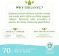 Organyc 100% Organic Cotton Rounds - Biodegradable Cotton, Chemical Free, for Sensitive Skin (70 Count) - Daily Cosmetics. Beauty and Personal Care