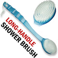 2 Pack Bath Body Brush Long Handle Back Shower Brush Exfoliating Back, Body, and Feet Scrubber Soft Nylon Bristles (Blue & Green) Blue, Green