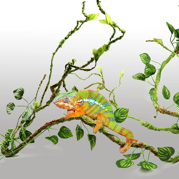 Reptile Plants, Terrarium Hanging Plant Vines Artificial Leaves Reptile Hide, Leopard Gecko Tank Accessories, Terrarium Decorations for Bearded