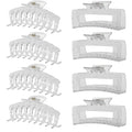 Clear Hair Clips for Women -8 Pack 4.3 Inch Large Matte Banana Claw Clips for Women Thin Thick Curly Hair, Big Strong Hold jaw