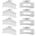 Clear Hair Clips for Women -8 Pack 4.3 Inch Large Matte Banana Claw Clips for Women Thin Thick Curly Hair, Big Strong Hold jaw