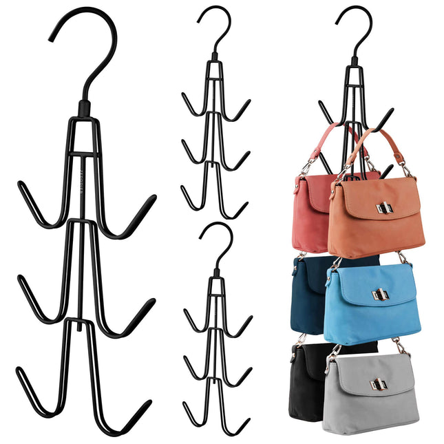 ZEDODIER Purse Hanger Organizer for Closet, 4 Pack Hanging Bag Holder, Keeping Purses Visible and in Good Condition, Met