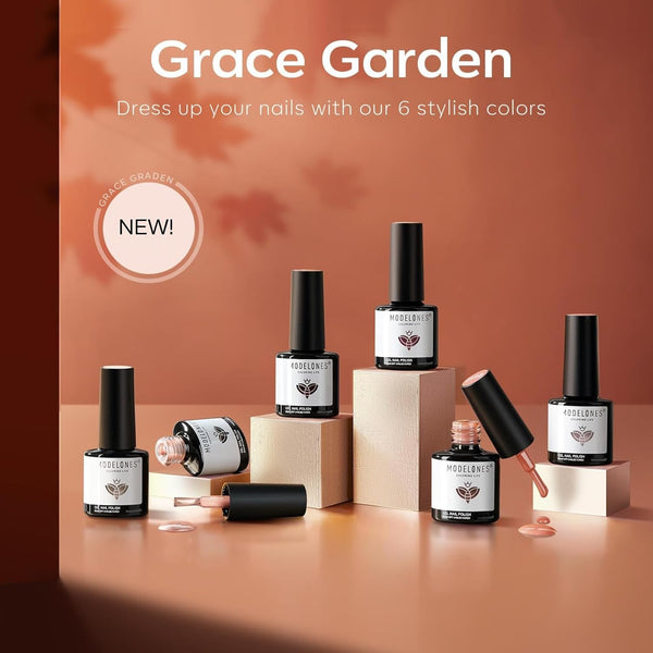 modelones Gel Nail Polish Set -6 Colors Nude Brown Gel Polish Kit Neutral Raspberries Purple Pearl Glitter Nail Polish Soak Off LED Starter Kit