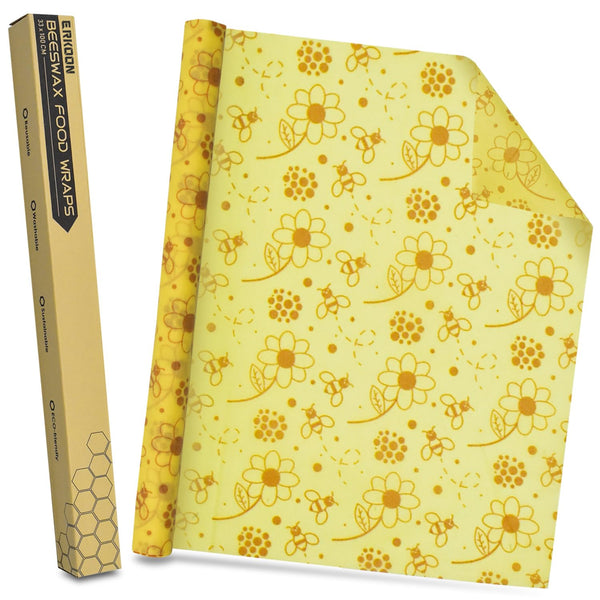 Reusable Beeswax Food Wraps, 13X39 Inch Eco-Friendly Beeswax Wraps for Bread Sustainable Food Storage Wraps Beeswax Paper Roll for Sandwich, Cheese