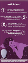 Centrum Restful Sleep Menopause Support Tablets, Supplement with Clinically Studied DailyZz and geniVida, 28 Count 28 Count (Pack of 1)