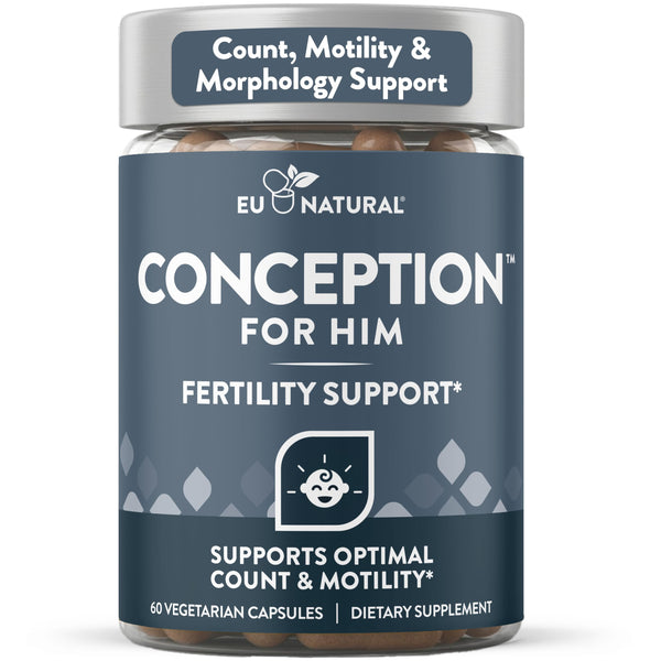 Eu Natural Conception for Him - Male Fertility Supplements with Ashwagandha, Folate & Zinc - Sperm Count, Motility & Strength Support - Fertility