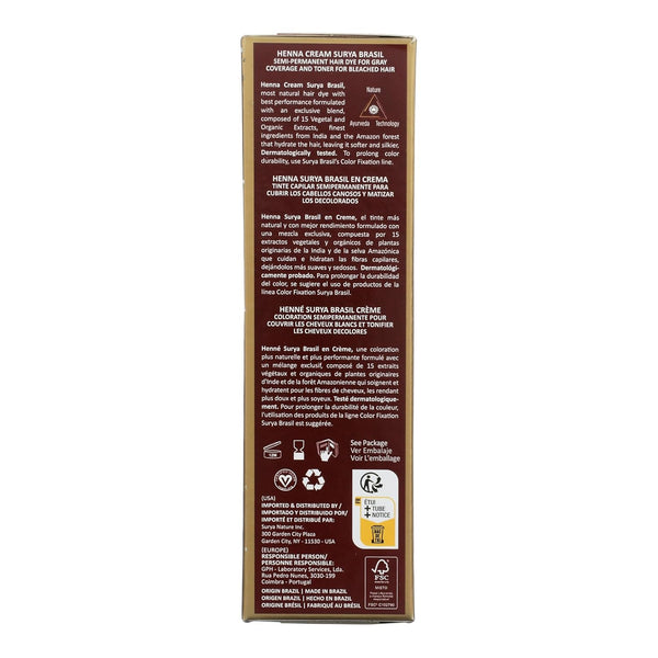 Surya Brasil Henna Cream Chocolate - 94% Natural Ingredients, Vegan, Cruelty-Free, Eco-Friendly, Semi-Permanent Hair Color, Deep Hydration &
