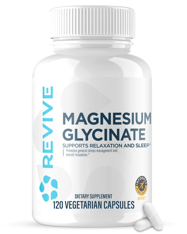 Revive MD Pure Magnesium Glycinate Capsules 200Mg High Absorption Supplement for