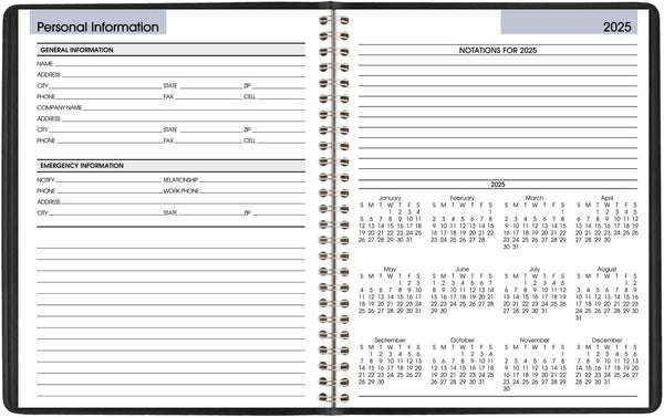 AT-A-GLANCE 2025 Planner, Weekly, 7" X 8-3/4", Medium, Block-Style, Dayminder, Black (G5350025)
