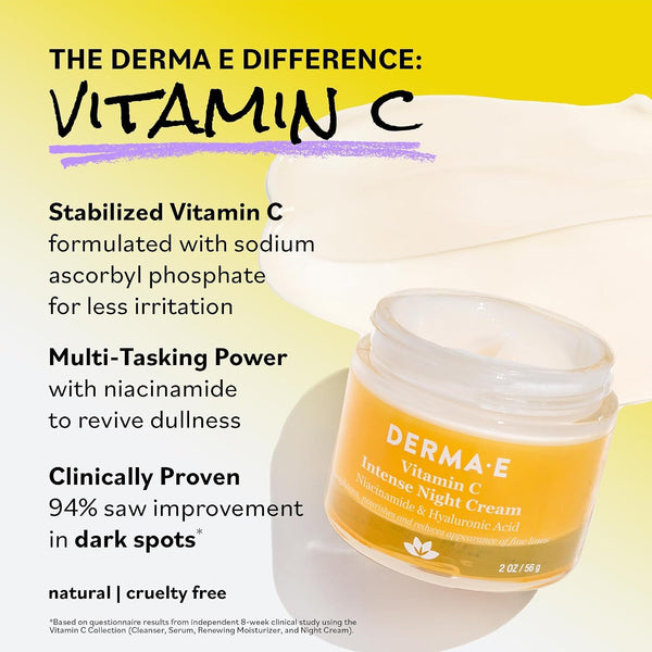 Derma E Vitamin C Renewing Face Moisturizer, 2 Oz, Brightening and Hydrating Facial Skin Renewing Cream, Anti-Aging Wrinkle Cream for Women, Day