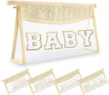 Small Boho Straw Clear Baby Makeup Bags for Women&Girls, Zipper Cosmetic Bag Chenille Varsity Letter Patch Bag, Preppy Cute Toiletry Pouch, Trendy