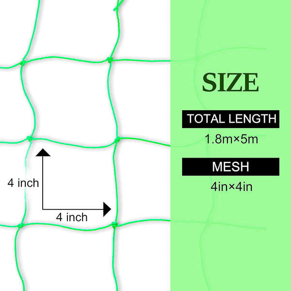 Garden Netting for Climbing Plants,Ponwec 2-Pack 6'X16.5'Ft Garden Trellis Netting 4X4 Weatherproof Plant Netting for Cucumbers,Beans