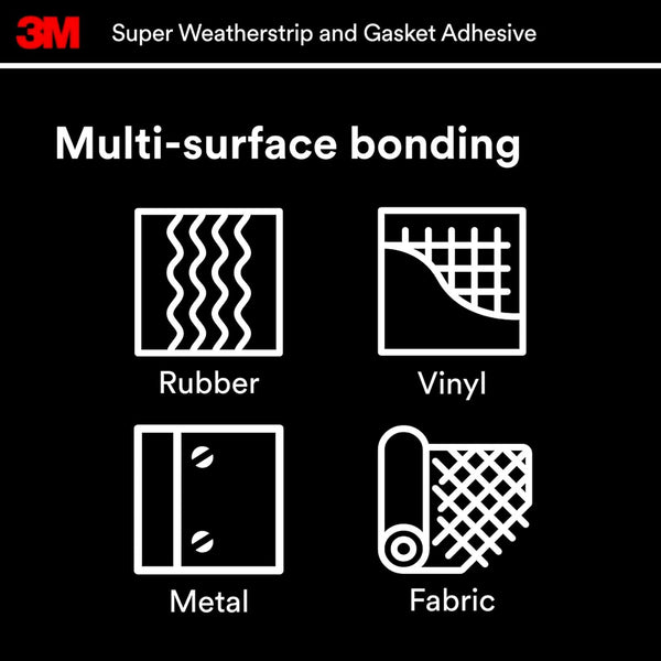 3M Black Super Weatherstrip and Gasket Adhesive, 08008, 5 fl oz, 1 Per Pack Black 5 fl. oz.