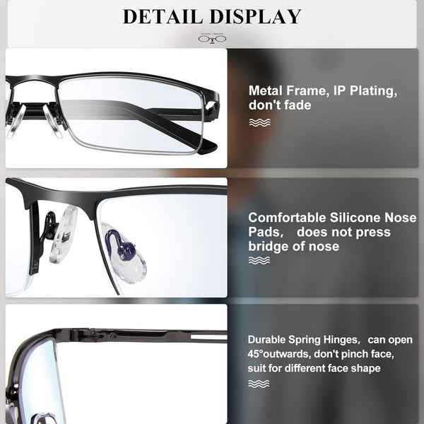 Reading Glasses for Men, 2.5 Blue Light Blocking Reading Glasses Metal Readers