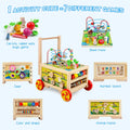 Wooden Activity Cube 7-In-1 Montessori Toy Multipurpose Educational Learning Toy for 1+ Year Old Baby Toddler Kid Boy First Birthday Gift Bead
