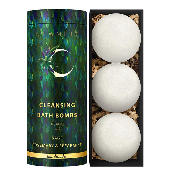Sage Bath Bombs Spiritual Bath Energy Clearing Protection Shielding Smokeless Smudging Sage Rosemary and Spearmint Relaxation Stress Relief Spa Gift