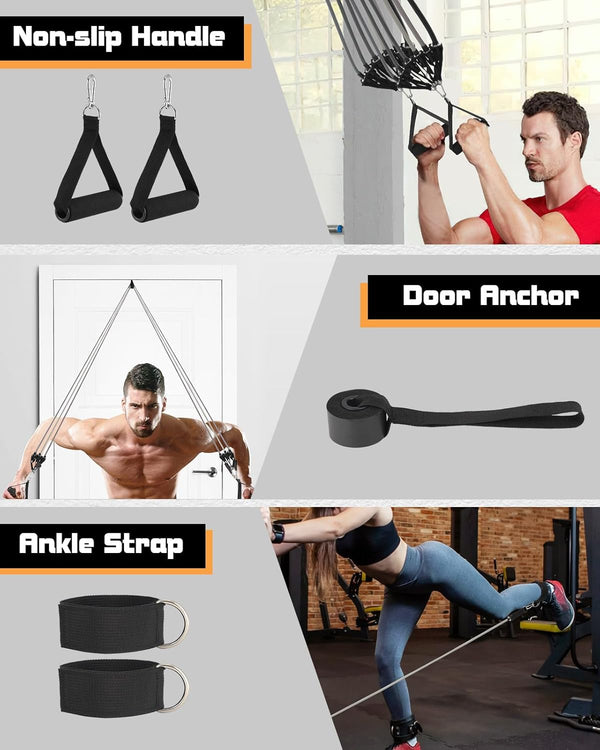 6Pcs Resistance Bands, Workout Bands 270lbs, Exercise Bands with Handles/Door Anchor/Ankle Straps/Bag/Poster for Men, Heavy Resistance Bands for