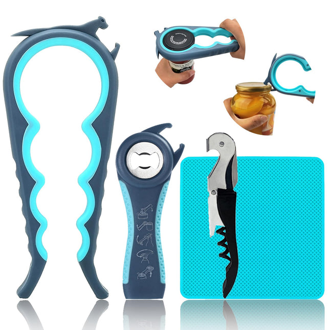 Otstar Latest Jar Opener for Seniors with Arthritis, Weak Hands, Multi-Function Bottle Opener with Non Slip Rubber Jar O