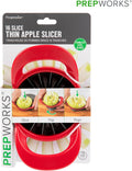 PrepWorks Apple Slicer and Corer, Attached Safety Cover, Cuts 16 Thin Apple Slices, Red Red 16 Slice