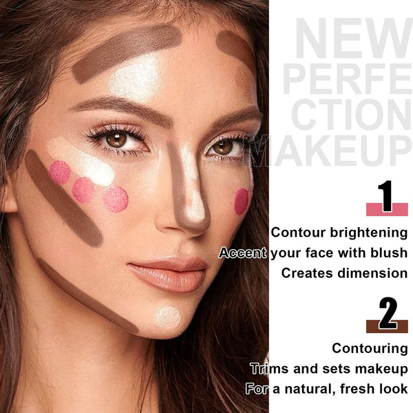 6 Colors Cream Contour Stick Makeup Kit,Shades with Highlighter,Blush,Bronzer Contour Stick for Sculpt the Cheeks,Long Lasting,Waterproof,Matte &