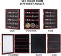Jinchuan Military Challenge Coin Display Case Lockable Cabinet Rack Holder Shadow Box with Removable 2 Grooves Shelves and Anti Dust Door for