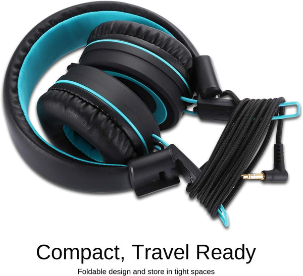 noot products K11 Kids Headphones Wired 3.5mm Jack Stereo Tangle-Free Black