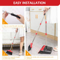 Broom and Dustpan Set with Long Handle, Light Weight Stainless Steel Poles Stand Upright Dustpans with Broom Combo for Home Kitchen Office Pet Dog